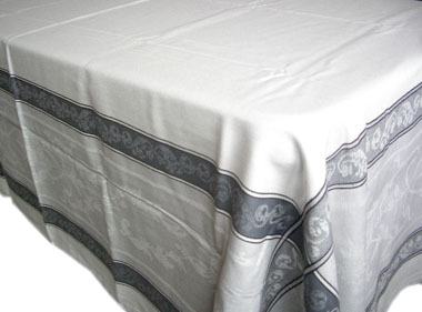 French Jacquard tablecloth, Teflon (Montmirail. raw/gray) - Click Image to Close